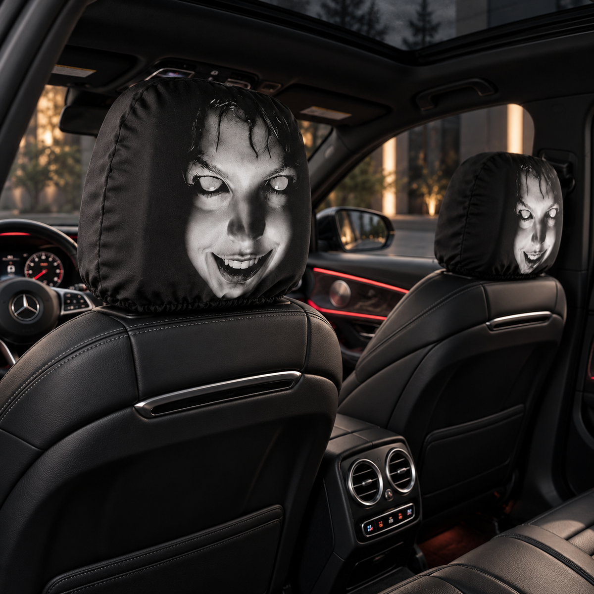 Scary Face Headrest Covers
